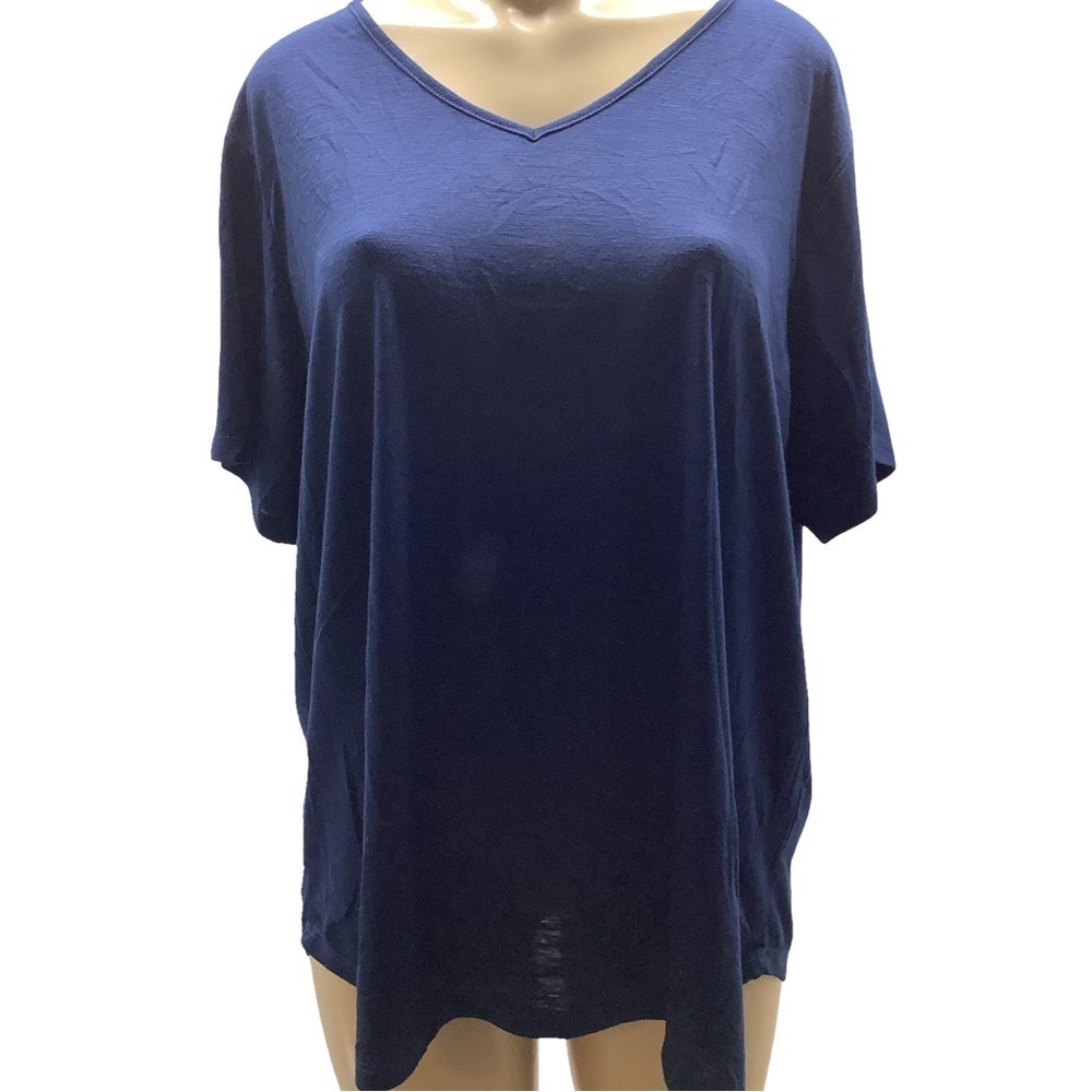 Knapp Studio Size 2X Deep Blue V-Neck Short Sleeve Top. New Without Tags